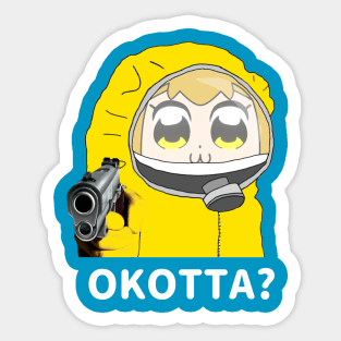 Popuko Okotta? in Hazmat Suit Edits memes with gun Sticker